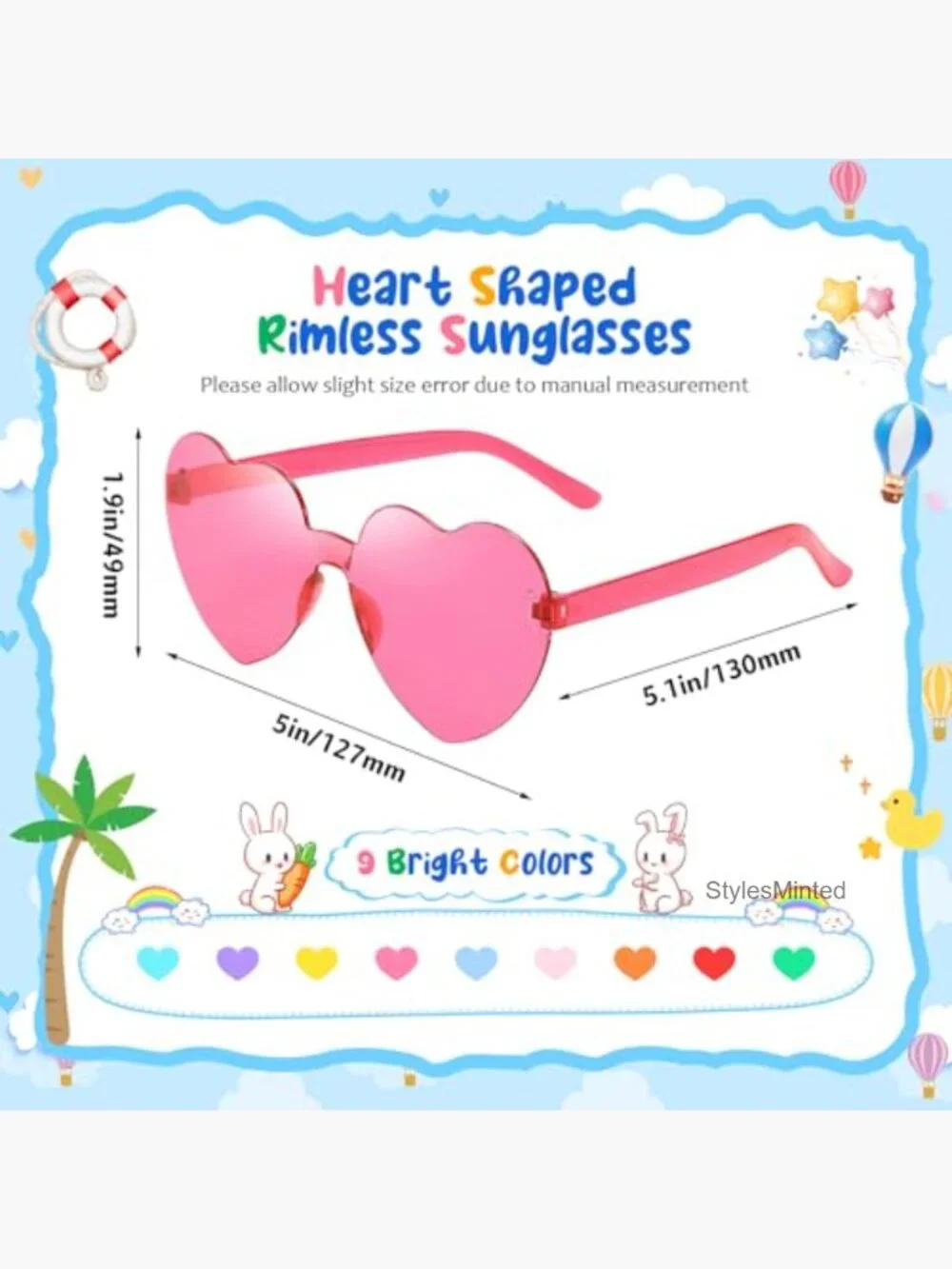 Kids Heart Sunglasses 18 Pack Party Eyewear Birthday Favors